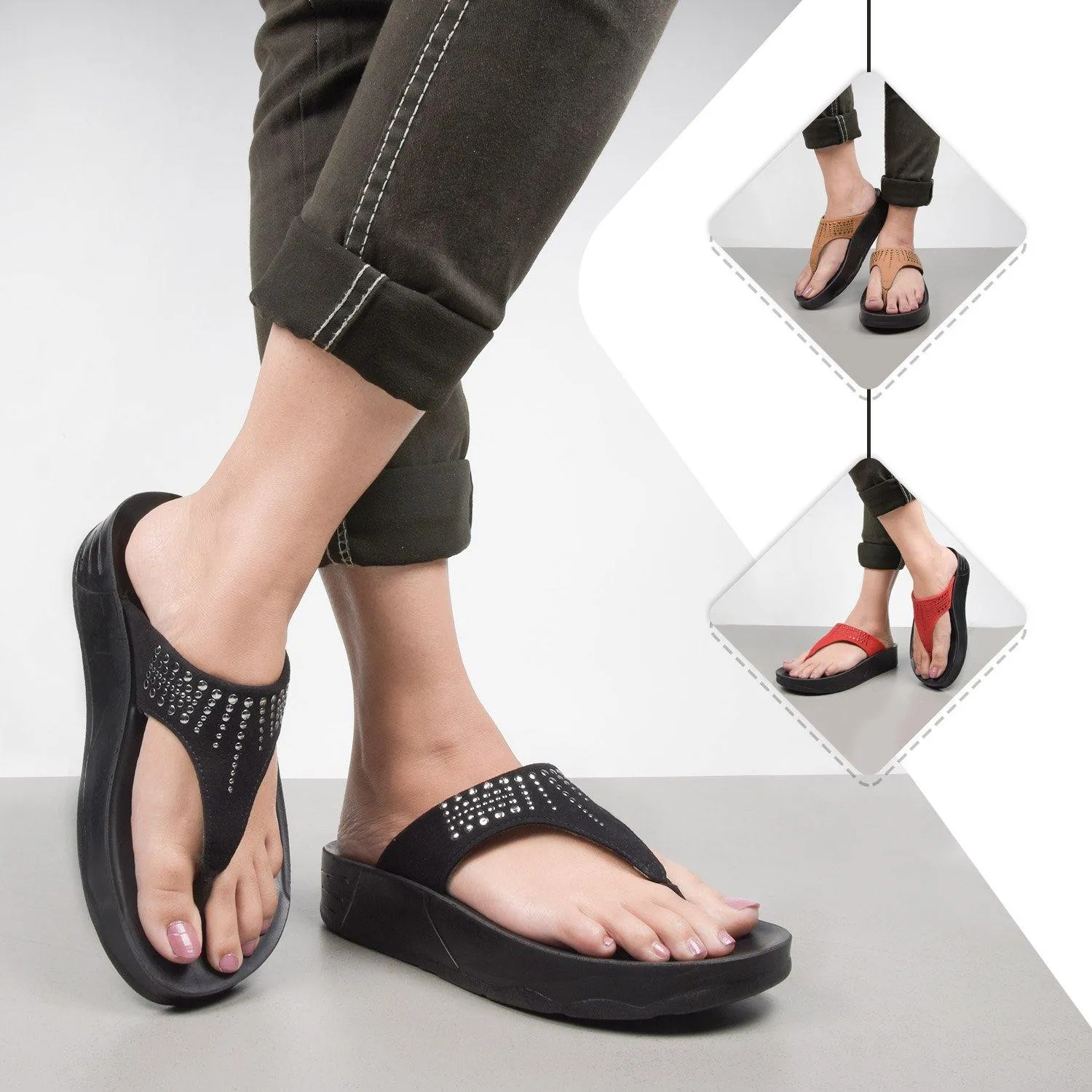 Aerosoft - Dazzler S5704 Open Toe Summer Comfortable Arch Support Platform Sandals For Women