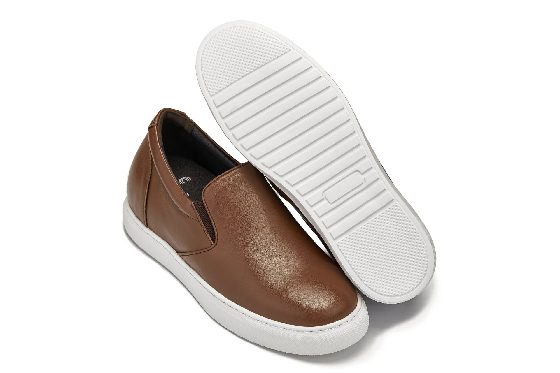 CALTO - T1023 - 2.6 Inches Taller (Coffee Brown) - Lightweight Nappa Leather Loafer