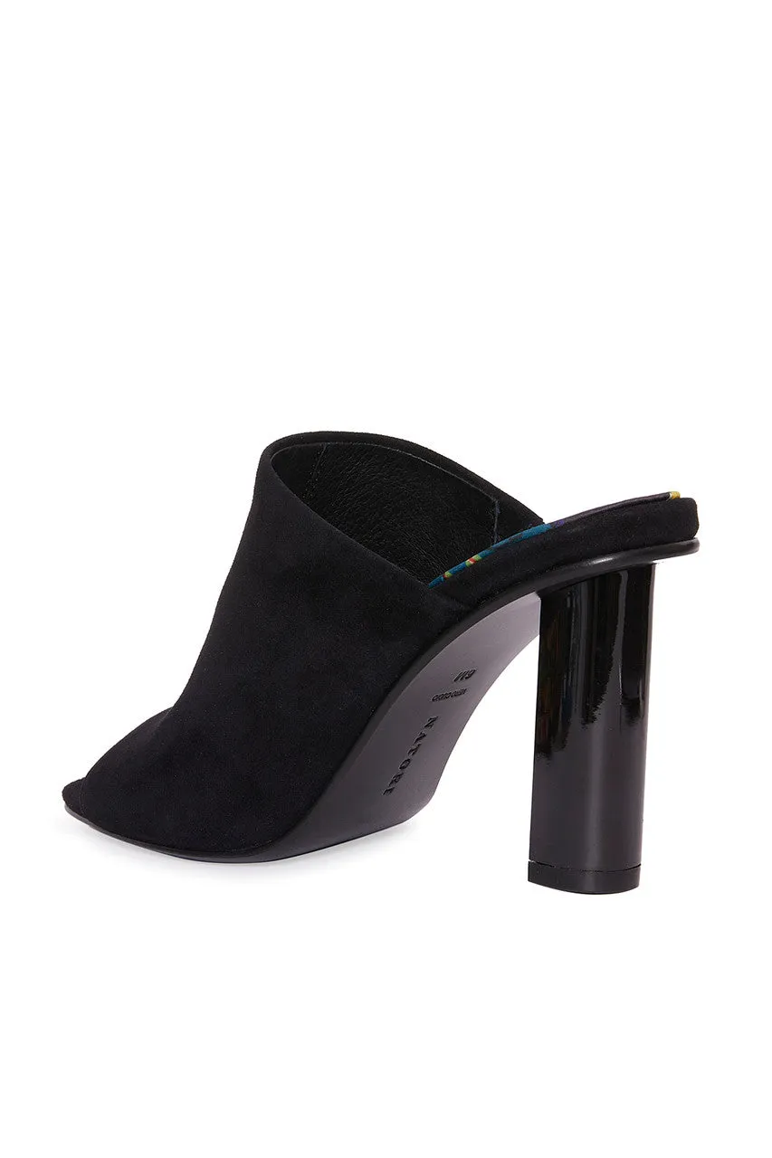 Gamine Suede Column Heel Mule