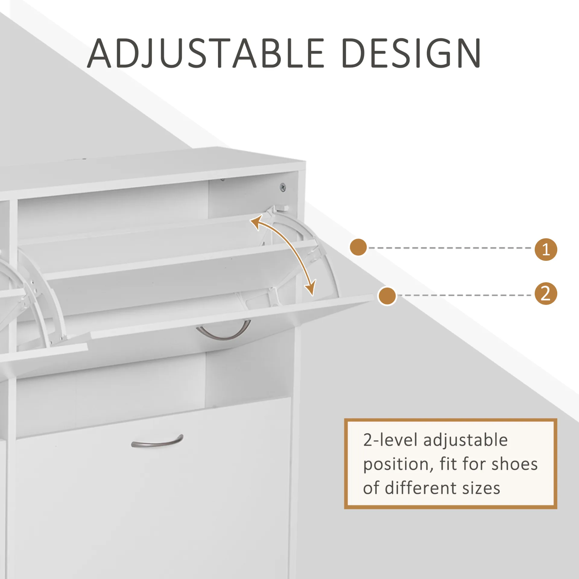 HOMCOM Wooden Modern Design 4 Drawer Shoe Cabinet with Adjustable Shelves - White Shoe Storage Organizer