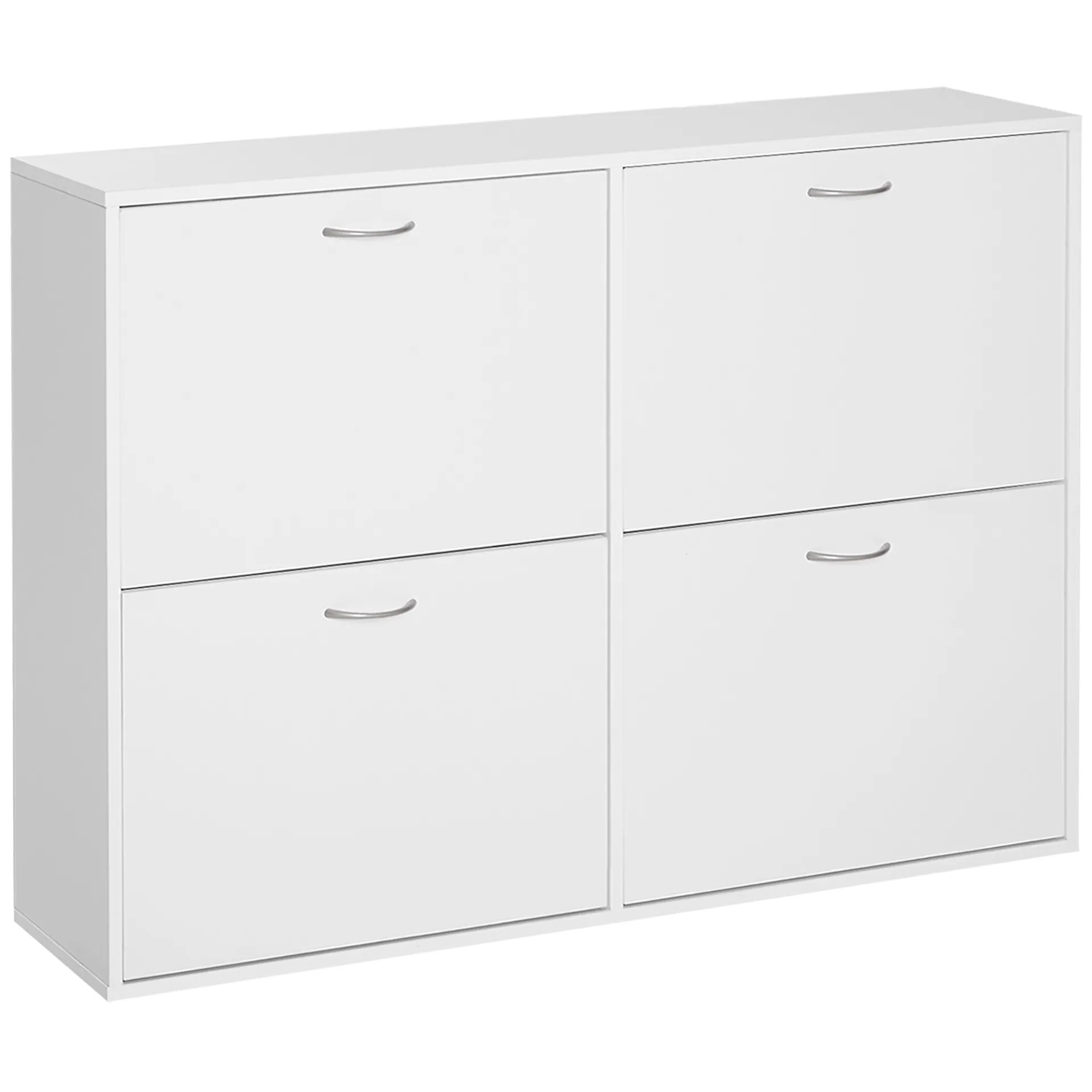 HOMCOM Wooden Modern Design 4 Drawer Shoe Cabinet with Adjustable Shelves - White Shoe Storage Organizer