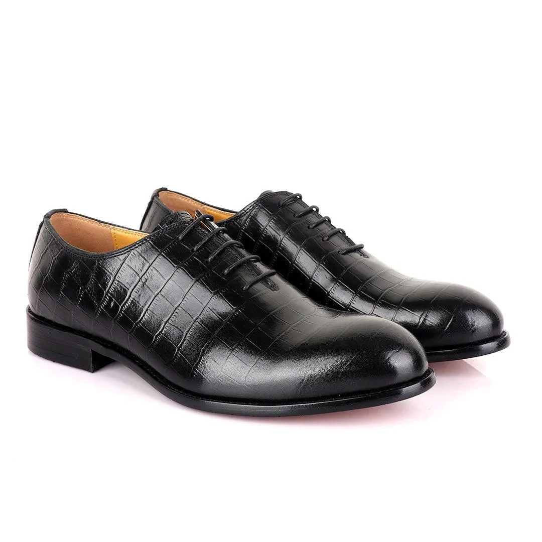 John Mendson Oxford Croc Lace up Leather Shoe