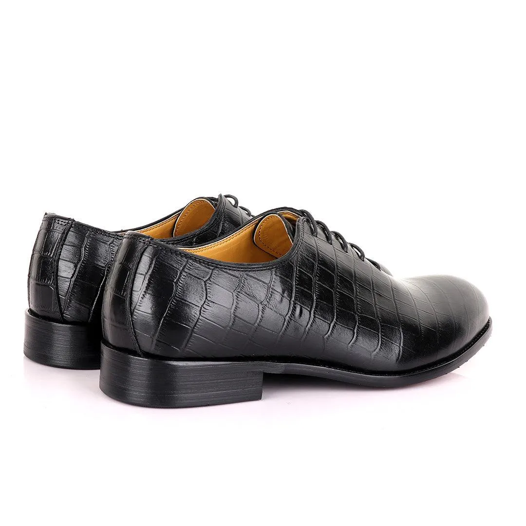 John Mendson Oxford Croc Lace up Leather Shoe