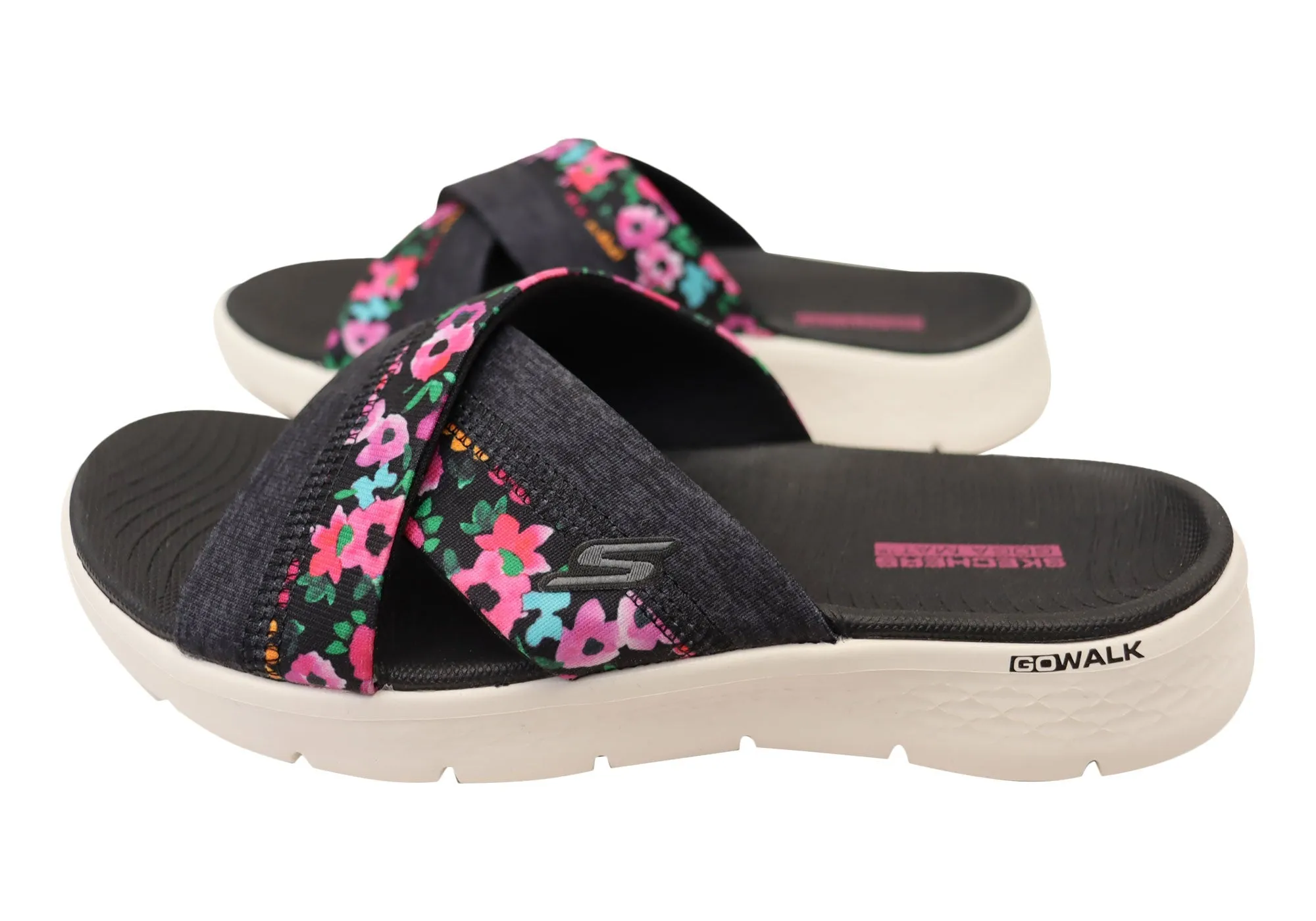 Skechers Womens GOWalk Flex Blossoms Comfortable Slides Sandals