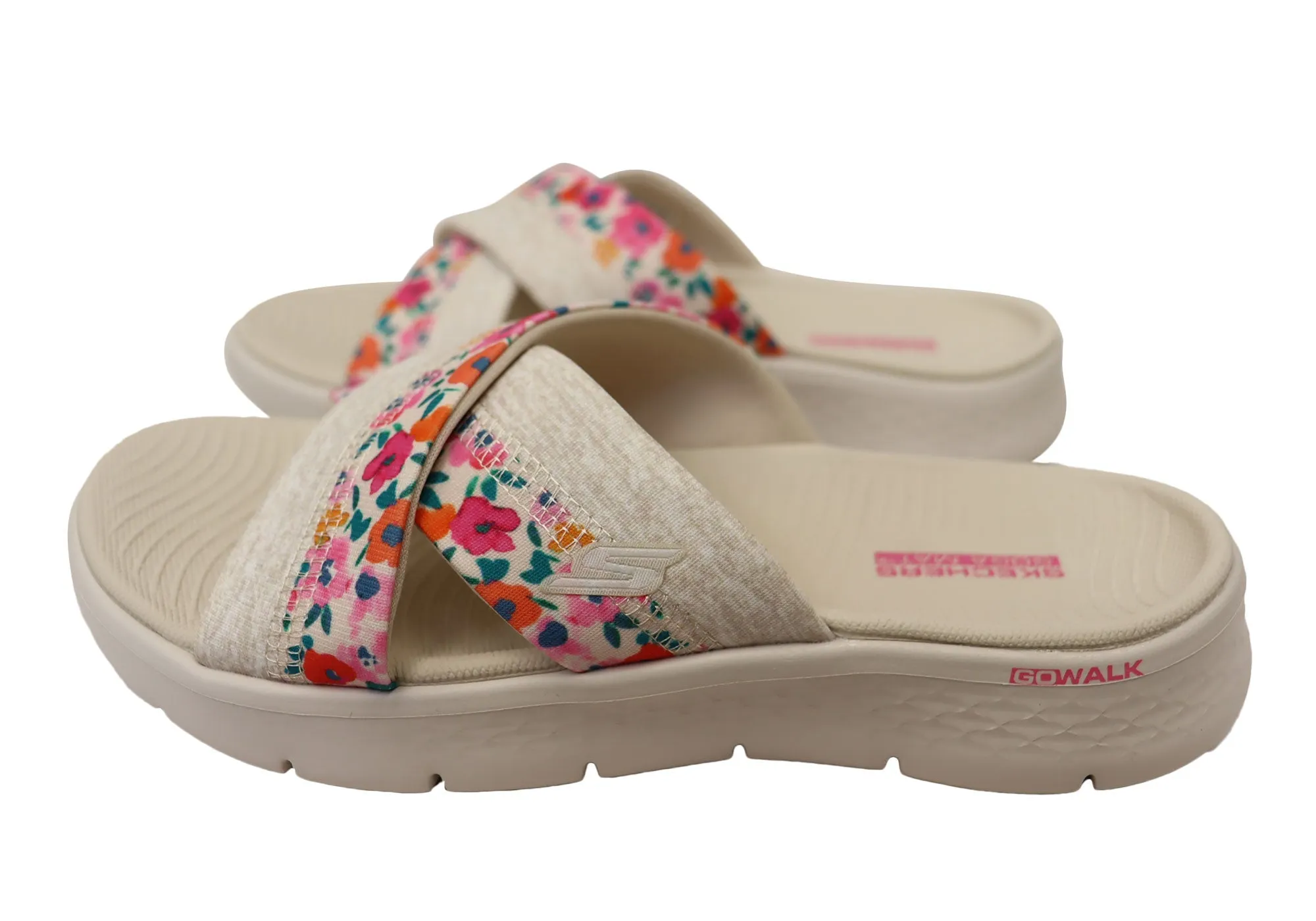 Skechers Womens GOWalk Flex Blossoms Comfortable Slides Sandals