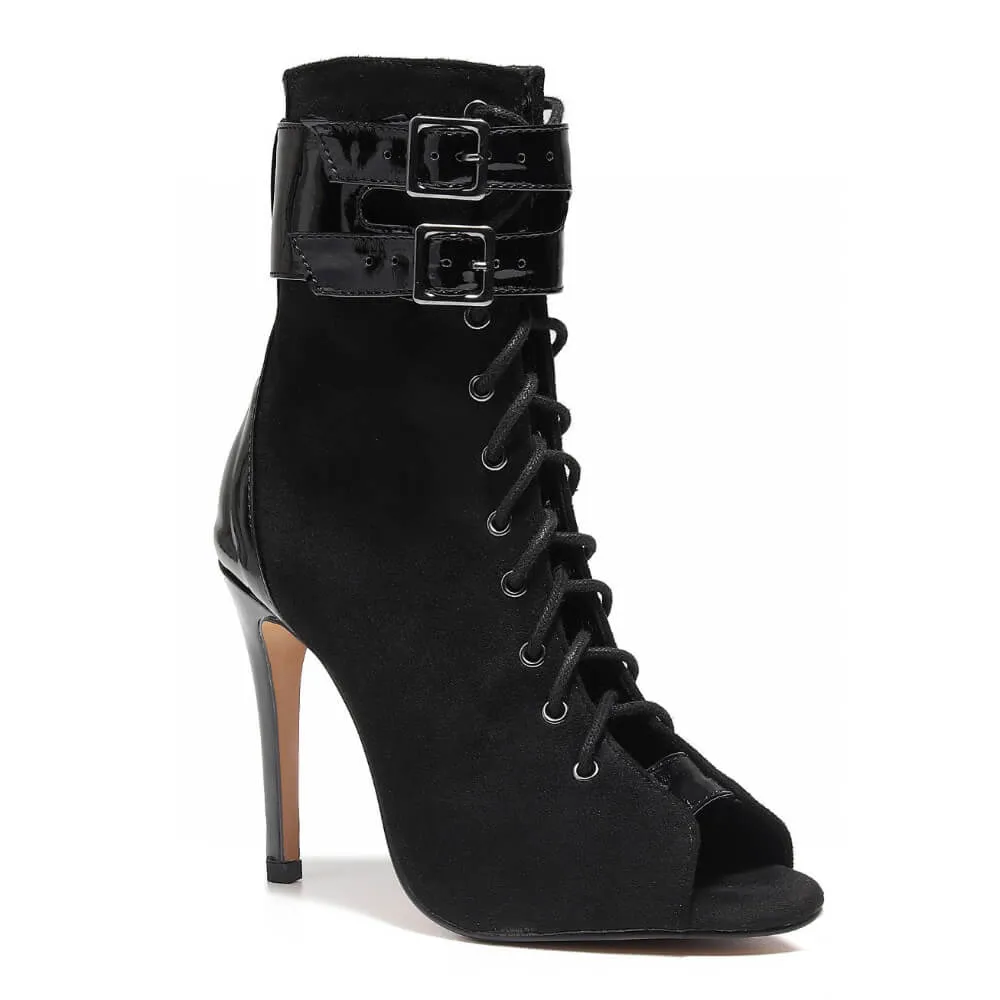 Under The Influence - Black Vegan Suede - Suede Sole - Dance Floor Only