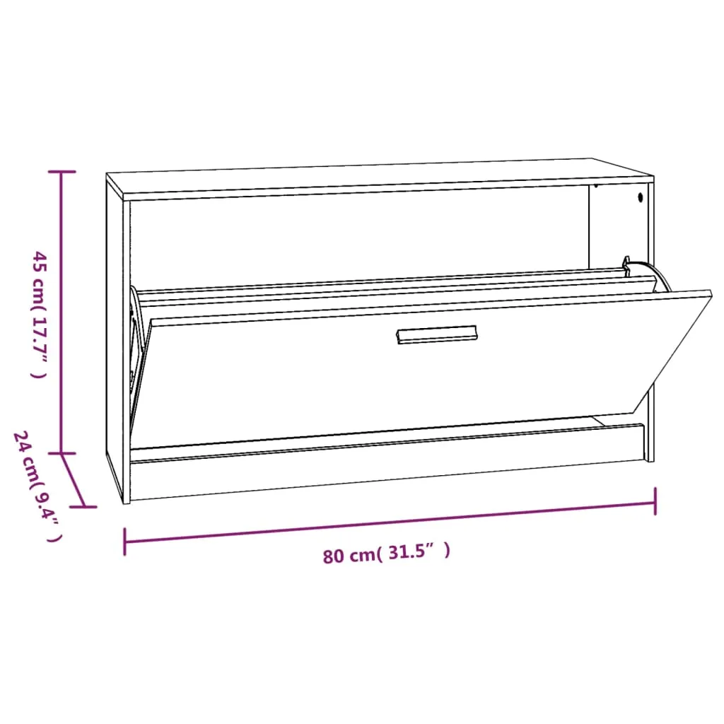 vidaXL Shoe Bench Black 80x24x45 cm Engineered Wood