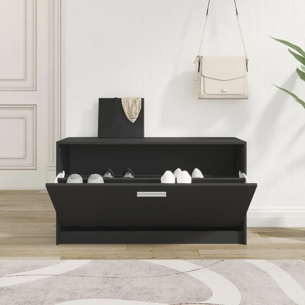 vidaXL Shoe Bench Black 80x24x45 cm Engineered Wood