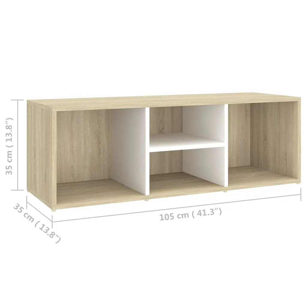 vidaXL Shoe Storage Bench White and Sonoma Oak 105x35x35 cm Engineered Wood